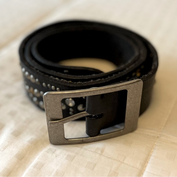 SOLD 💟 Free People Leather Embellished Studded Belt OS Black - Picture 2 of 10